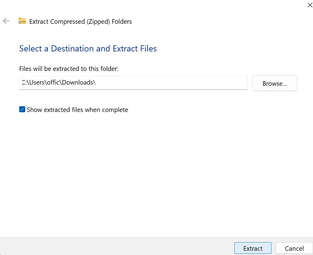 windows explorer showing a zipped file